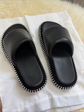 JW Anderson 100% Lambskin Crystal-Trim Slide Sandals - Women's Casual Luxe